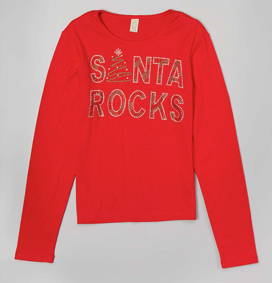 Girls Long Sleeve Top - Santa Rocks