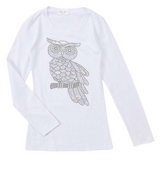 Girls Long Sleeve Top - Sequin Owl