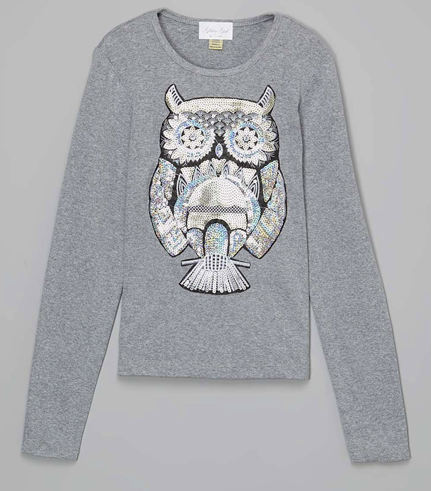 Girls Long Sleeve Top - Owl