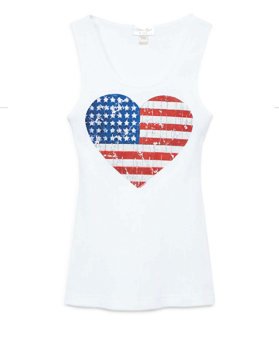 Girls Sleeveless Tank Top - Heart Flag