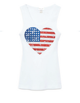 Girls & Junior Sleeveless Tank Top - Heart Flag By Glitter Girl