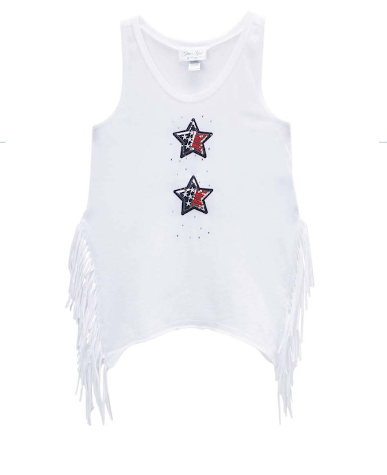 Girls Sleeveless Top - Fringe - Americana Stars