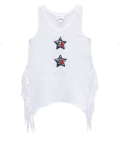 Girls Sleeveless Top - Fringe - Americana Stars