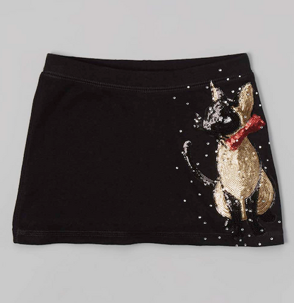 Girls Skort - Shorts Underneath - Gold Cat