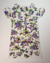Girls Short Sleeve Dress - Floral - Cold Shoulder