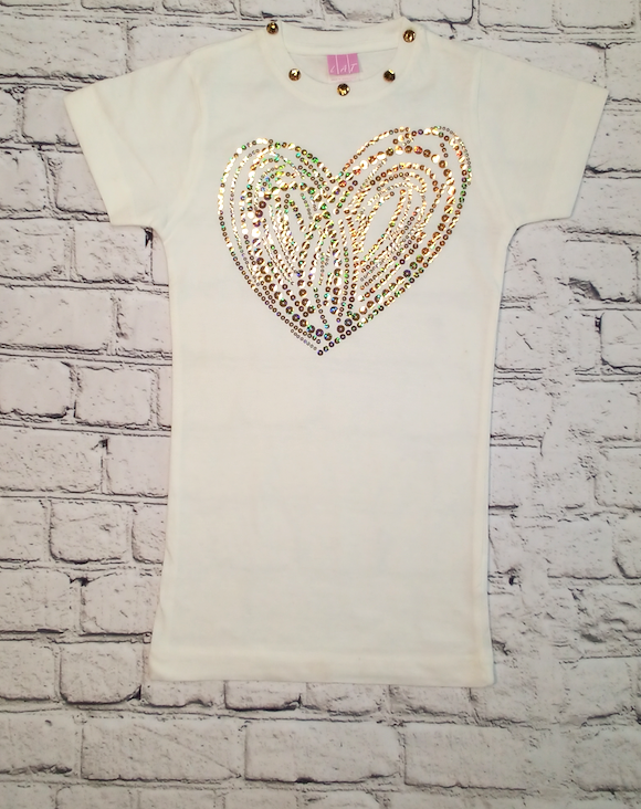 Girls Short Sleeve Top - Sequin Heart