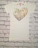 Girls Short Sleeve Top - Sequin Heart