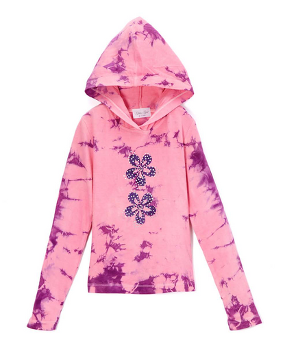 Girls & Junior Long Sleeve Pull Over Hoodie-Painted Flowers