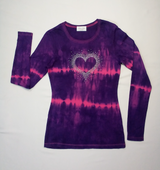 Girls Long Sleeve Top - Rhinestone Heart