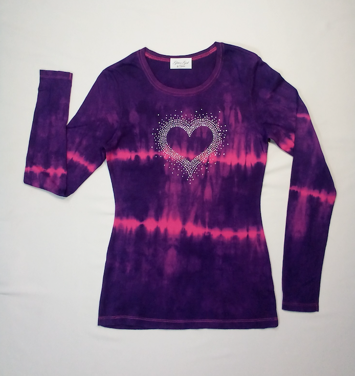 Girls Long Sleeve Top - Rhinestone Heart
