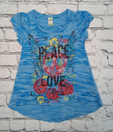 Girls Short Sleeve Top - Peace Love