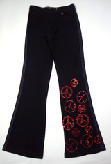 Girls Drawstring Pant - Sequin Peace Signs By Glitter Girl