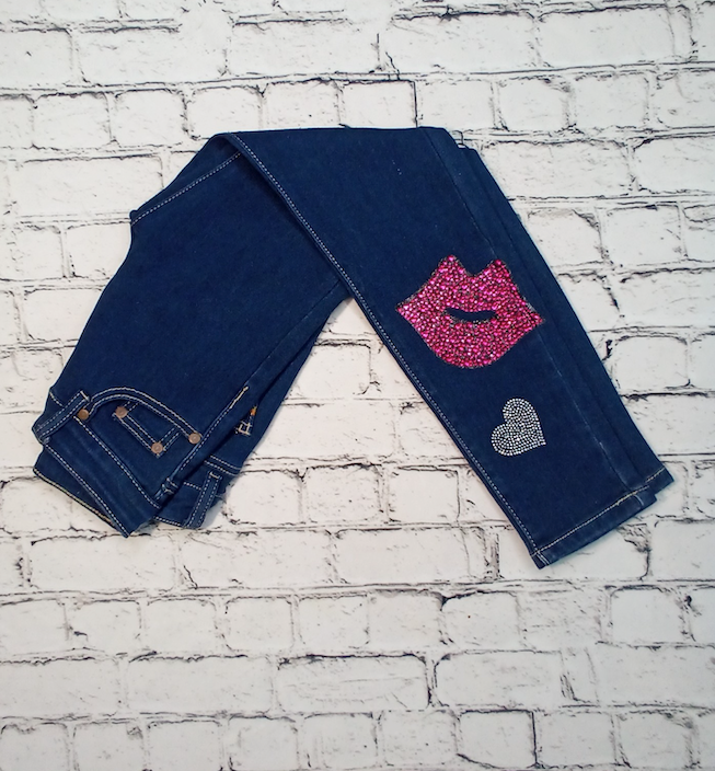 Junior Denim Pant - Lips/Heart