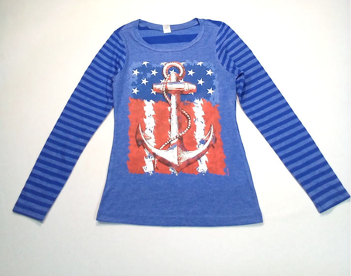 Girls Long Sleeve Top - Anchor Americana