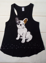 Girls Sleeveless Top Sequin Doggie