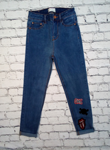 Junior Denim Pant - OMG/Lips/Skull - appliques