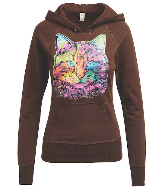 Girls Long Sleeve Top - Mosaic Cat