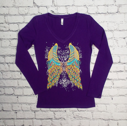 Junior Long Sleeve V Neck Wings