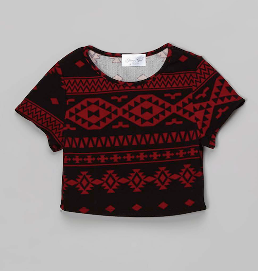 Girls Top Short Sleeve Aztec Design