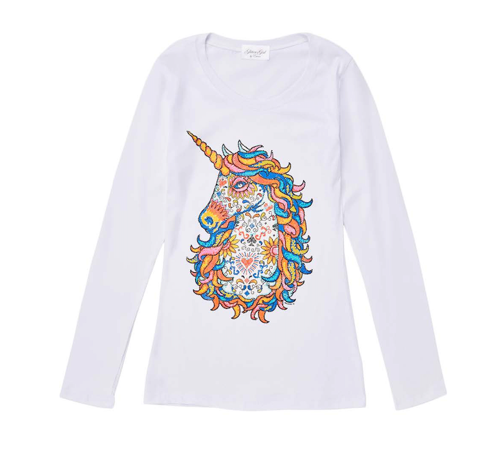 Girls Long Sleeve Top - Unicorn