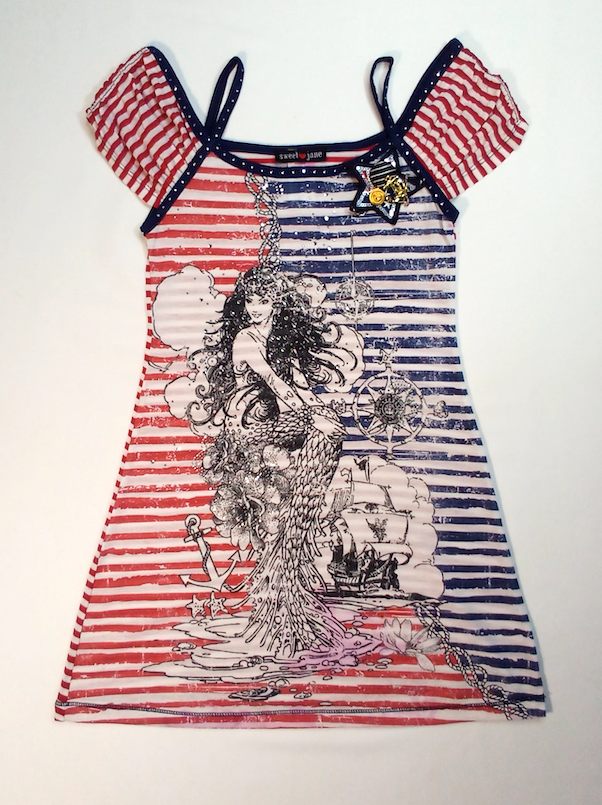 Girls Short Sleeve Dress - Mermaid