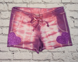 Junior Shorts - Glitter Hearts- Tie Dye