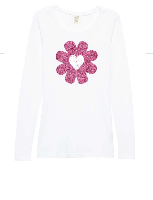 Girls Long Sleeve Top -Flower