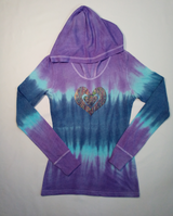 Girls Long Sleeve Top - Pull Over Hoodie - Heart