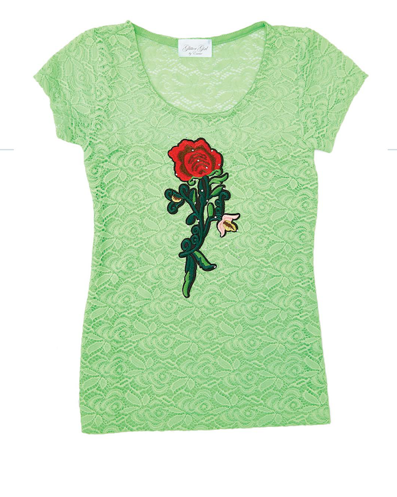 Girls Top Short Sleeve Lace allover - Flower