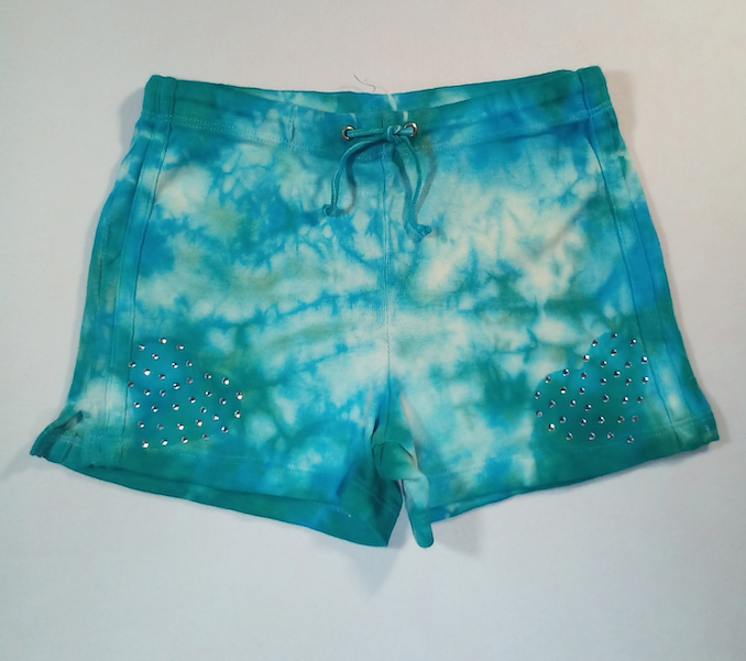 Girls Shorts Rhinestone Hearts/Tie Dye