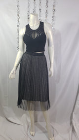 Women Metallic Skirt w/ Lining-Elastic Waist