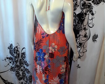 Women Maxi Dress - Flower Print - Halter back