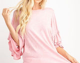 Women Ruffle Sleeve Tunic Top