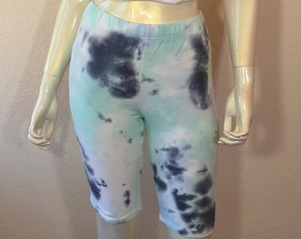 Women/Junior Bike Short Elastic Waist- Cotton-Tie Dye