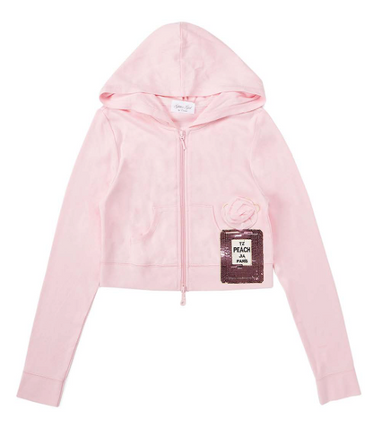 Girls & Junior Long Sleeve Zip Up Hoodie- Perfume Paris By Glitter Girl