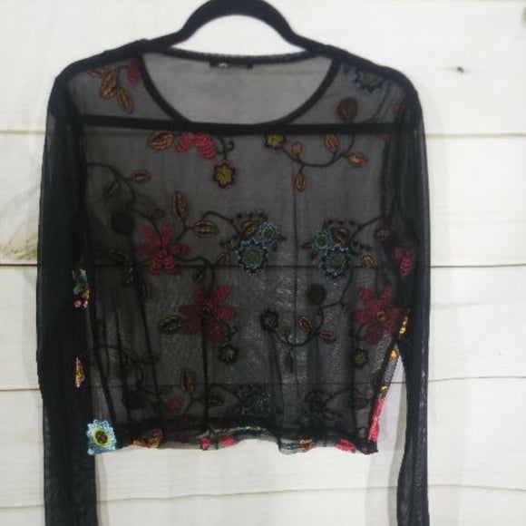 Junior Embroidered Mesh Top