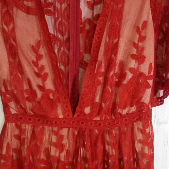 Women Lace Maxi Dress-With Romper Lining