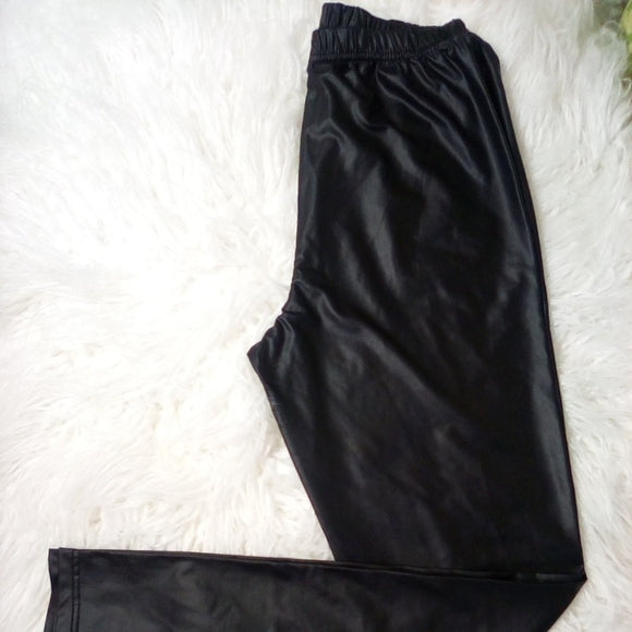 Women Faux Leather Pant Elastic Waist