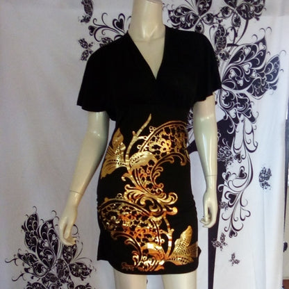 Women/Junior Dress Gold Metallic Design