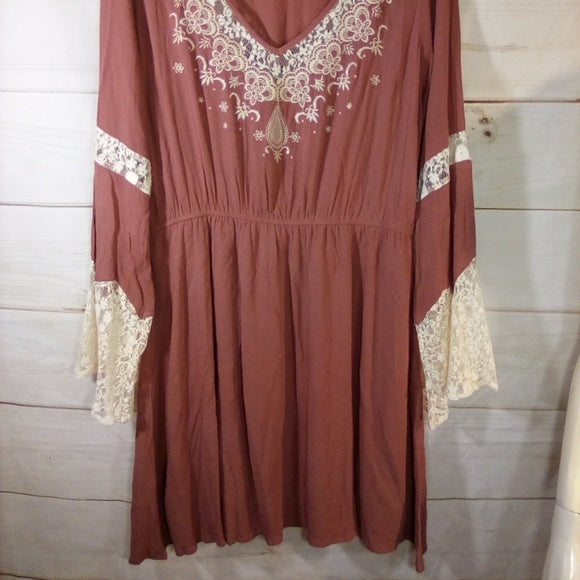 Women Long Sleeve Tunic Lace Detail