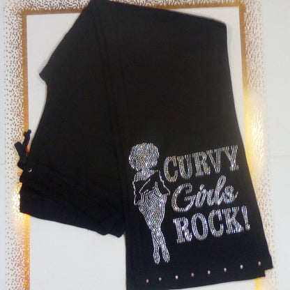 Women Drawstring Stretch Pant/ Rhinestone / Curvy Girls Rock By Bling Bling U Sparkle Girl