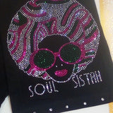 Women Fashion Drawstring Pant - Afro Rhinestone Design