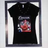 Women Short Sleeve T shirt - Graphic/Queen/Rhinestone/ Cotton Spandex