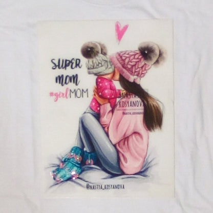 Women Short Sleeve T Shirt - 3D Graphic - Super Mom