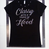 Women Short Sleeve T Shirt - Rhinestones