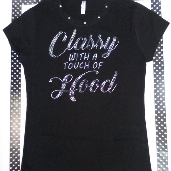 Women Short Sleeve T Shirt - Rhinestones