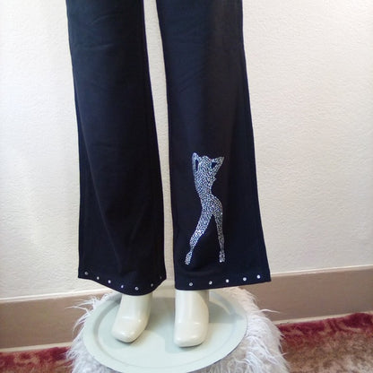 Women Drawstring Pant - Rhinestone Graphic