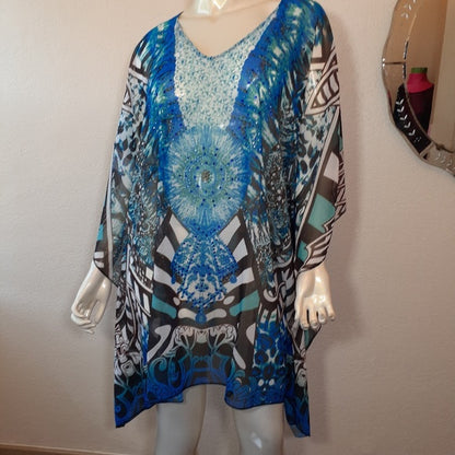 Women Caftan Multi Color Print- Beaded Details