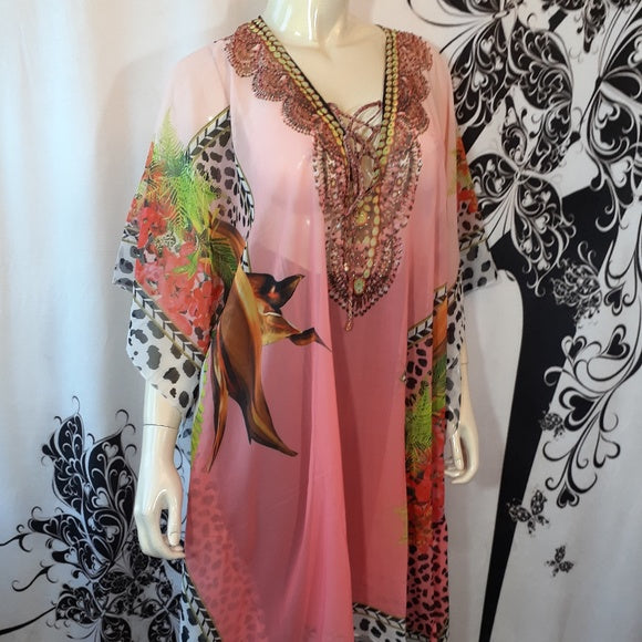 Women Caftan - Multi Color - Beaded