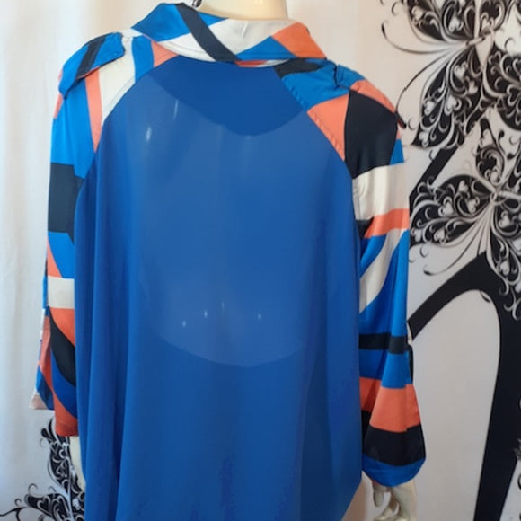 Women Sheer Blouse w/Arm Multi Color Pattern